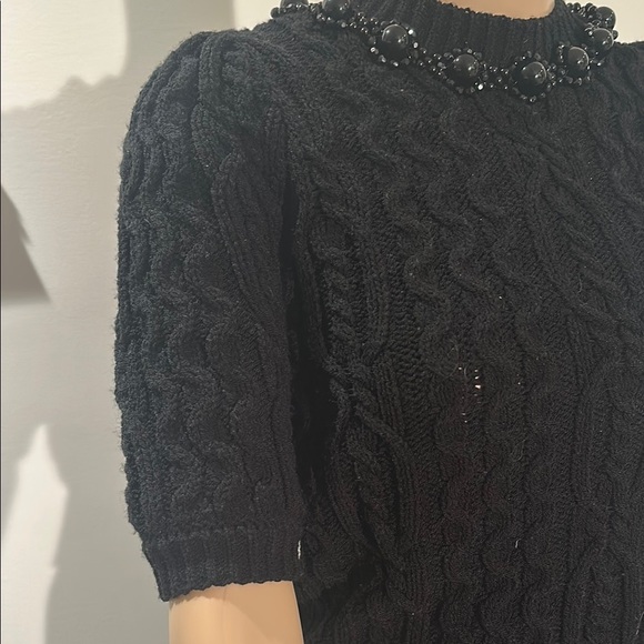 Zara Women's Black Knit Beaded Pullover - Picture 3 of 6